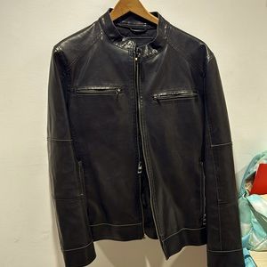 GUESS BLACKISH FAUX LEATHER MAN MOTO BOMBER JACKET BLOGGER FAVORITE SIZE MEDIUM